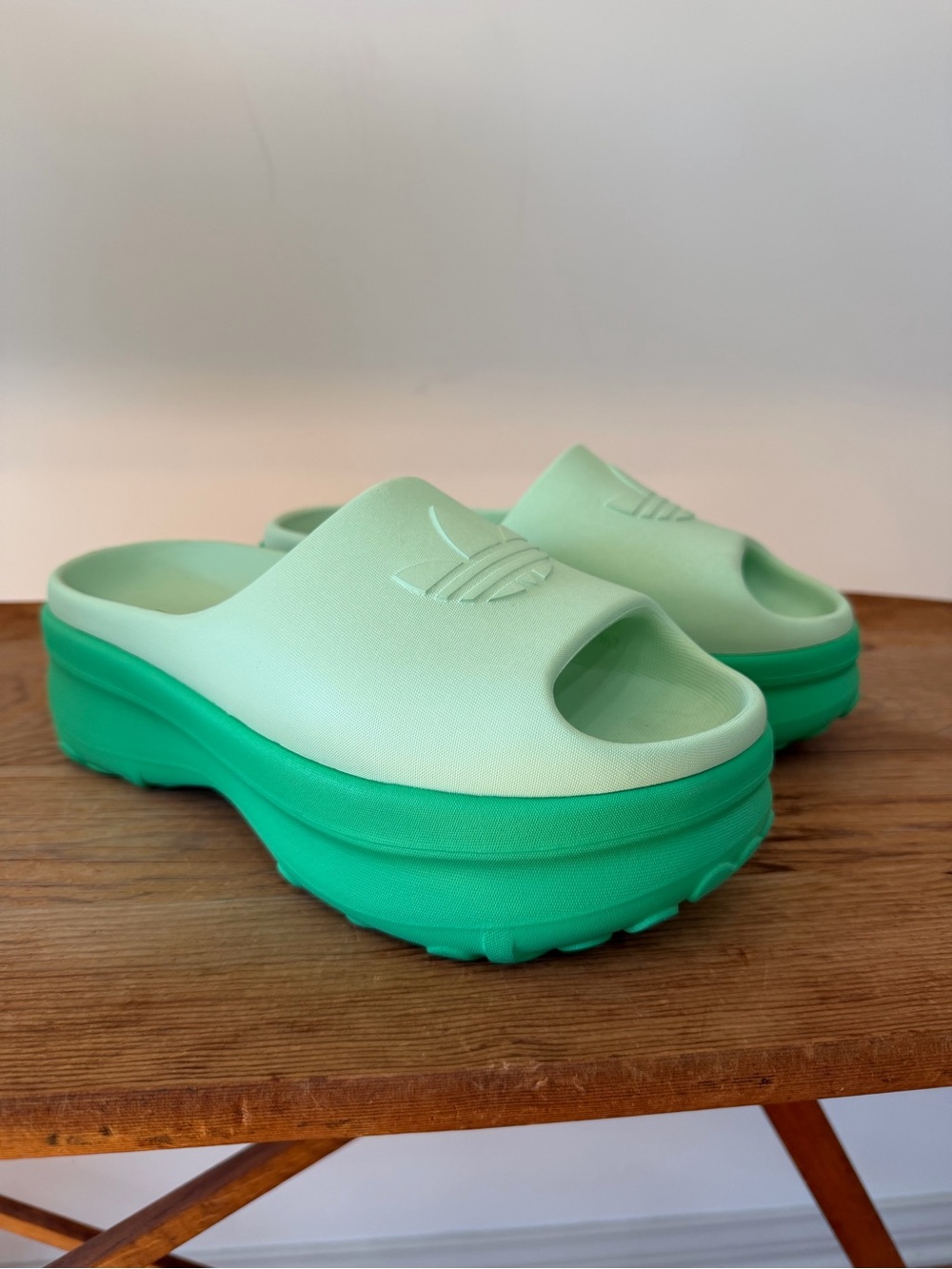 Adidas Adifoam Stan Smith Slides Energy Green Chunky Sandals Platform Women’s 8 - Picture 2 of 8